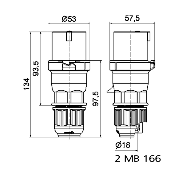 CEENorm 16A 240V Mutli-Grip Plug drawing